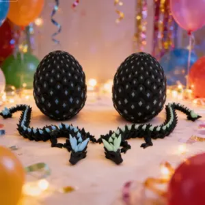 1set 3D Printed Dragon with Eggs Mystery Dragon Egg Glow in The Dark 3D Print Dinosaur Eggs for Home Decor Decoration Decorative Sculptures Funny Gift Staute Dinosaur Figurine Statue