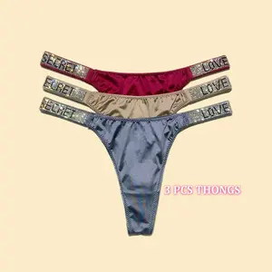 Design 3-6 PACKS Sparkling A+ Class Rhinestone Thongs T-back Briefs Nylon Spandex Cotton High Quality Comfortable Fresh Underwear Panties for Daily Life Sports Four-Season Multi-Pack Fashion Breathable Fabric