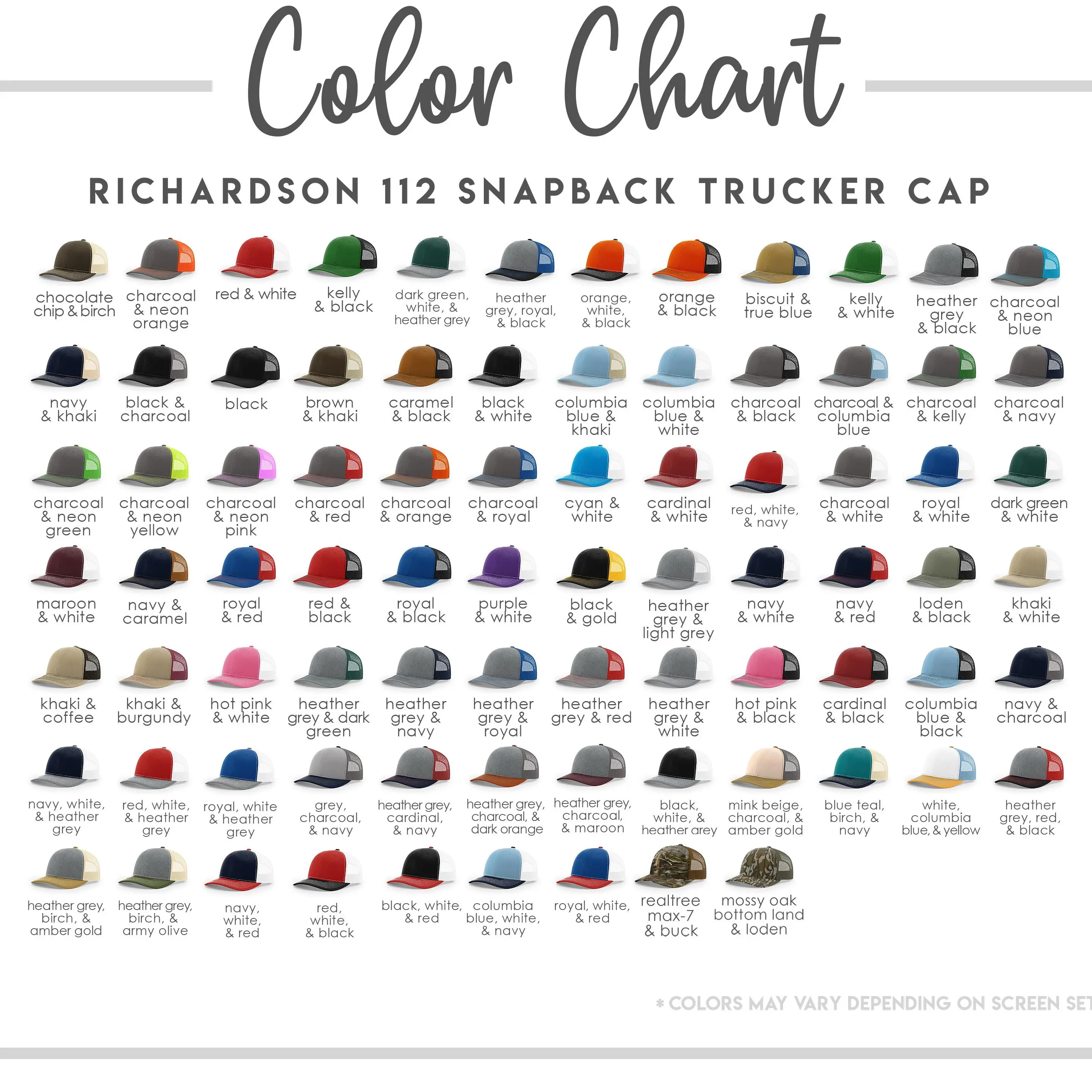 Richardson 112 INPUT COLOR FROM CHART IN CART NOTE