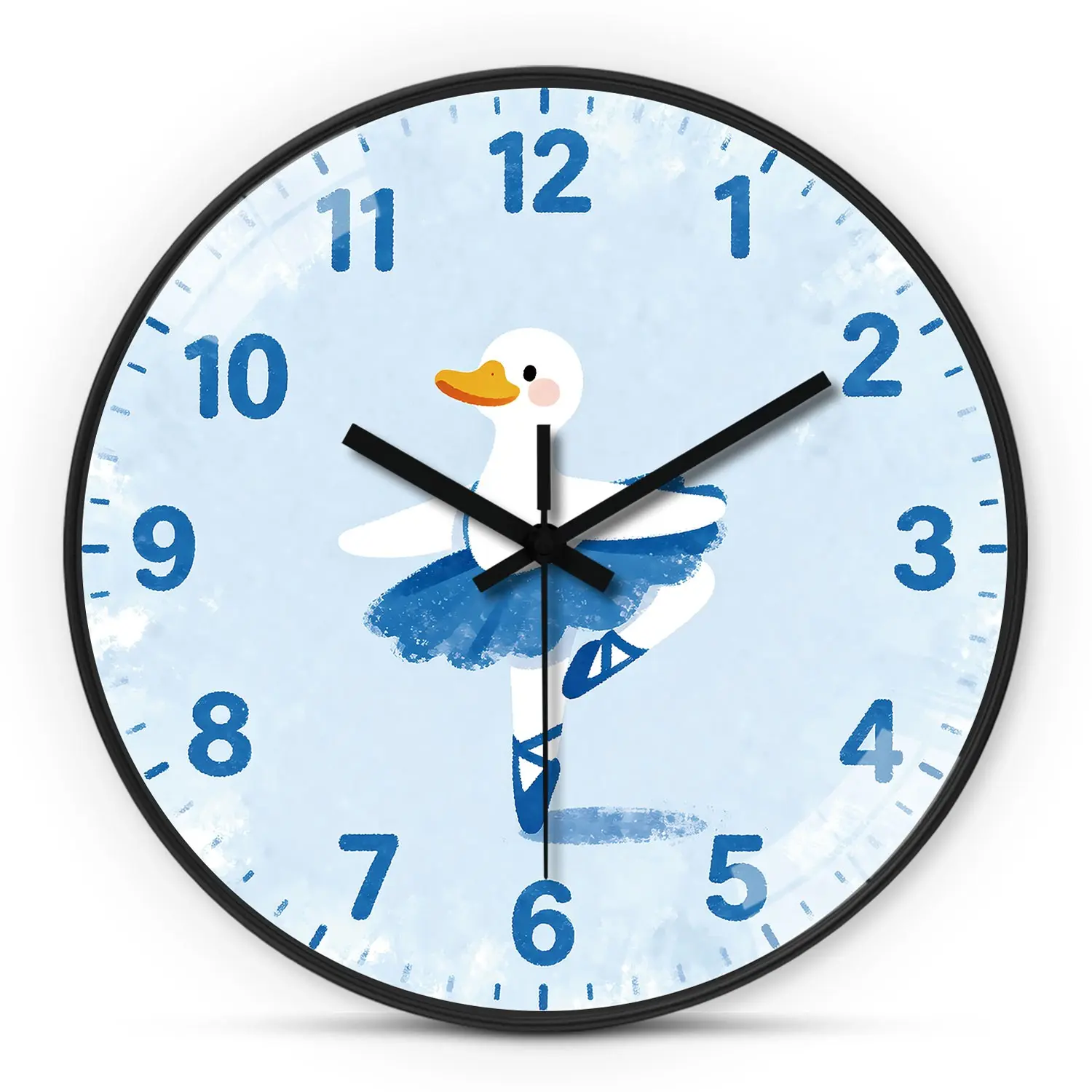 Ballet Swan Wall Clock, Silent Non-Ticking Round Timer, Aa Battery Operated, Ideal for Living Room, Study, Office, Bedroom Gift