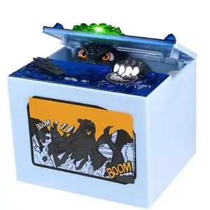 Dinosaur Piggy Bank Stealing Coin Musical Moving Monster Money Box Fun Toys for Boys Kids Best Gifts