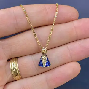 Womens Elegant Fashion Necklace for Womens - CZ Virgin Mary Snail Chain for Girls - Religious Gifts for Everyday Wear