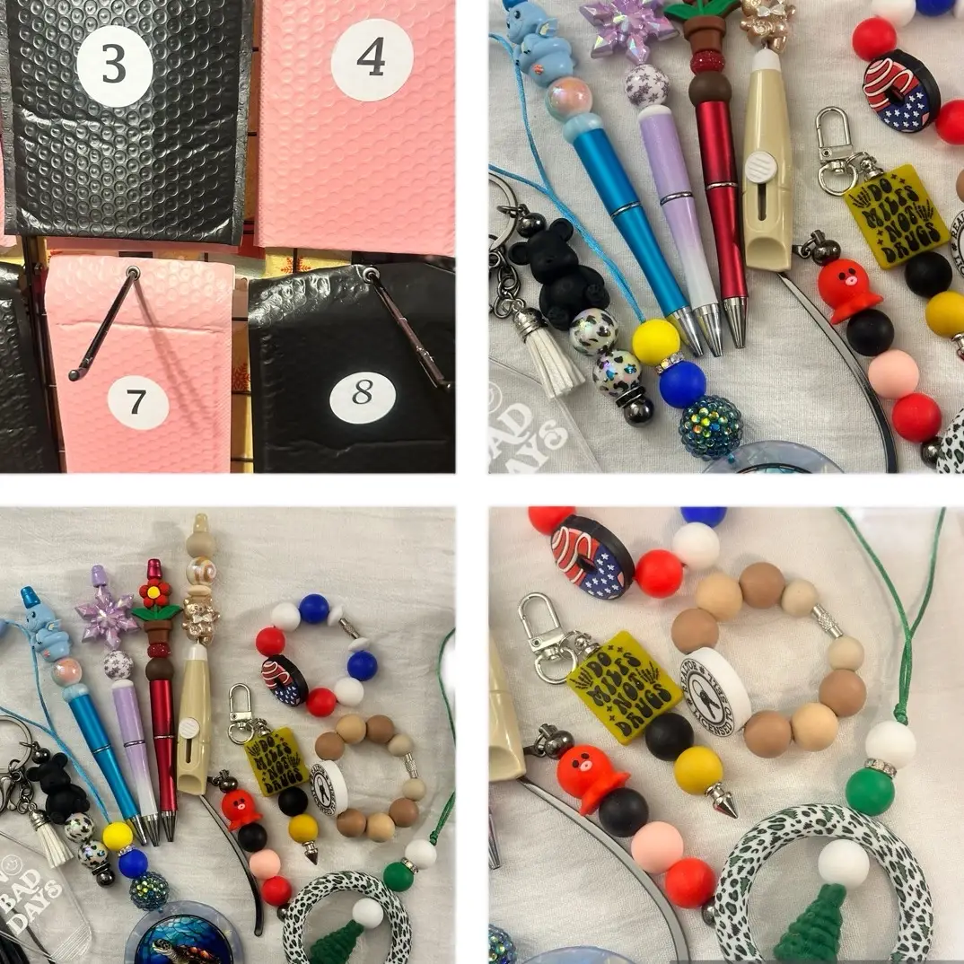 Mama's Merch Goodies - Set of Bags with Wristlets, Pens, Pencils, Keychains, Cup accessories, Wax Melts, Car Charms, car freshies, , and Bookmarks