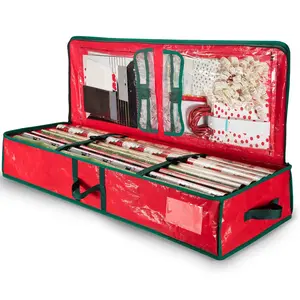 Underbed Gift Wrap Organizer, Stain-Resistant Heavy-Duty Folding Storage Box, Collapsible Storage Bin, Foldable Space-Saving Design, Clear Sections for Supplies, Foldable Organizer Boxes