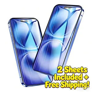 Valentine Ultra Clear HD Screen Protector Kit 2 Sheets Tempered Glass Screen Protector for iPhone 17 Pro Impact Scratch Resistance Blue-Light Protection Anti-Fingerprint Tech Easy Install Screen Protector for iPhone 11–17 Pro Max|Crystal Clear Drop-Proof