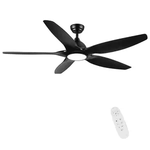 60 in. Integrated LED Indoor Black Ceiling Fan with Downrod Mount, DC Motor and Remote Control