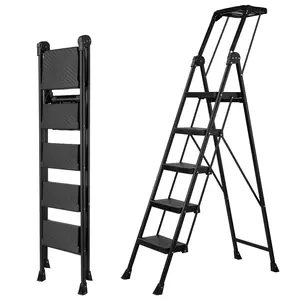 XinSunho 5 Step Ladder, Foldable Handrail & Tool Tray Stool Ladders with Anti-Slip Wide Pedal, 660 lbs Sturdy Steel Ladder for Home Kitchen and Outdoor