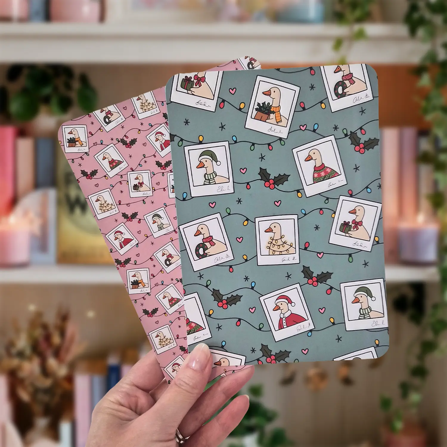 Christmas Goose Kindle Insert for Clear Case, Festive Holiday Ereader Backplate Card, Cute Winter Polaroid Bookish Gift Paperwhite Accessory