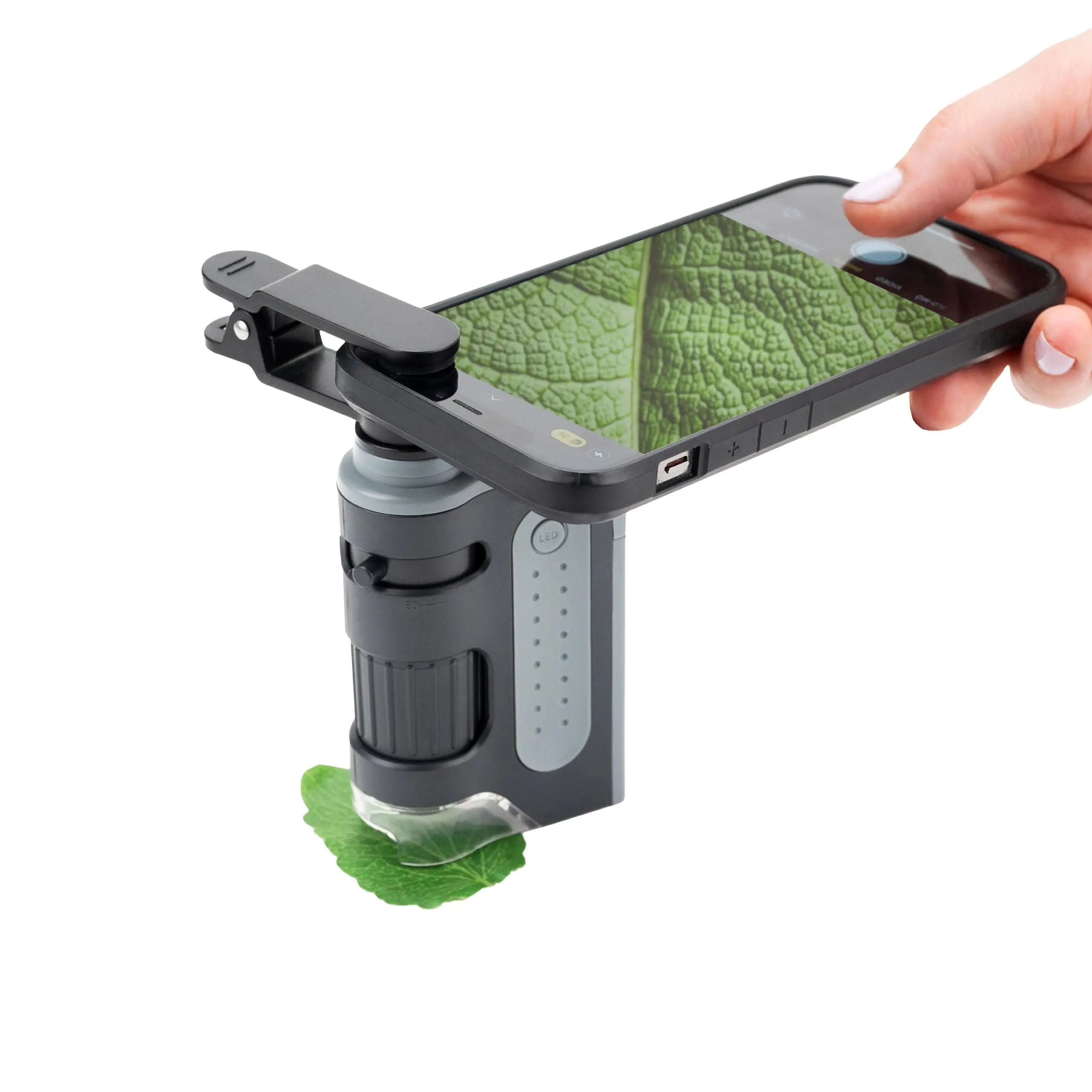 Microbrite Portable Digital Pocket Microscope For Or Adults  Accurate 60x-120x Zoom Handheld With Phone Clip & Smartphone App (mm-350)