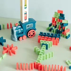 Dominoes Train Playset - 60 Piece Set, Dominoes Building Blocks Set Construction and Stacking Toys Creative Children's Games Gifts Early Learning Halloween Christmas Birthday Gifts for Boys Girls Ages 3-8 years old training