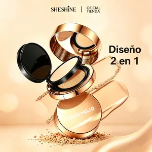 【D】SHESHINE NOVO-Cushion BB + Polvo Compacto 2-en-1 Base de Maquillaje con Protección Solar SPF 35+ y Ácido Hialurónico para Piel Radiante y Control de Brillo en 30 Segundos SHESHINE2002