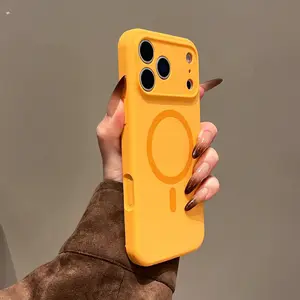 Liquid Silicone Magnetic Phone Case with Skin-Like Feel, Waterproof Anti-Drop Cover for iPhone 17ProMax, 16ProMax, 15Pro, 14Pro with Full Lens Protection