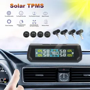 USB / Solar TPMS Car Tire Pressure Monitoring System Auto Security Alarm Systems In Car Temperature Display Universal