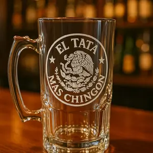 "El Tata" Mas Chingon Etched Glass Mug