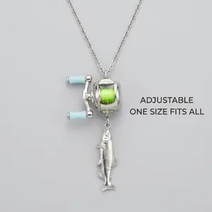 Fishing reel necklace, Rotating Handle Swirling Pendant Keychain,Backpack Charm,Keychain for Fishermen