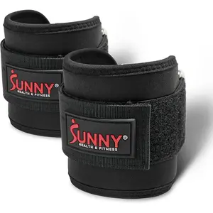 Sunny Health & Fitness Multi-Function Workout Ankle Straps (Pair) Premium Padding, Glute Kickback, Cable Strap for Workout, Booty Workout, Leg Extension, Hip Abductors & Lower Body Exercises - NO. 091