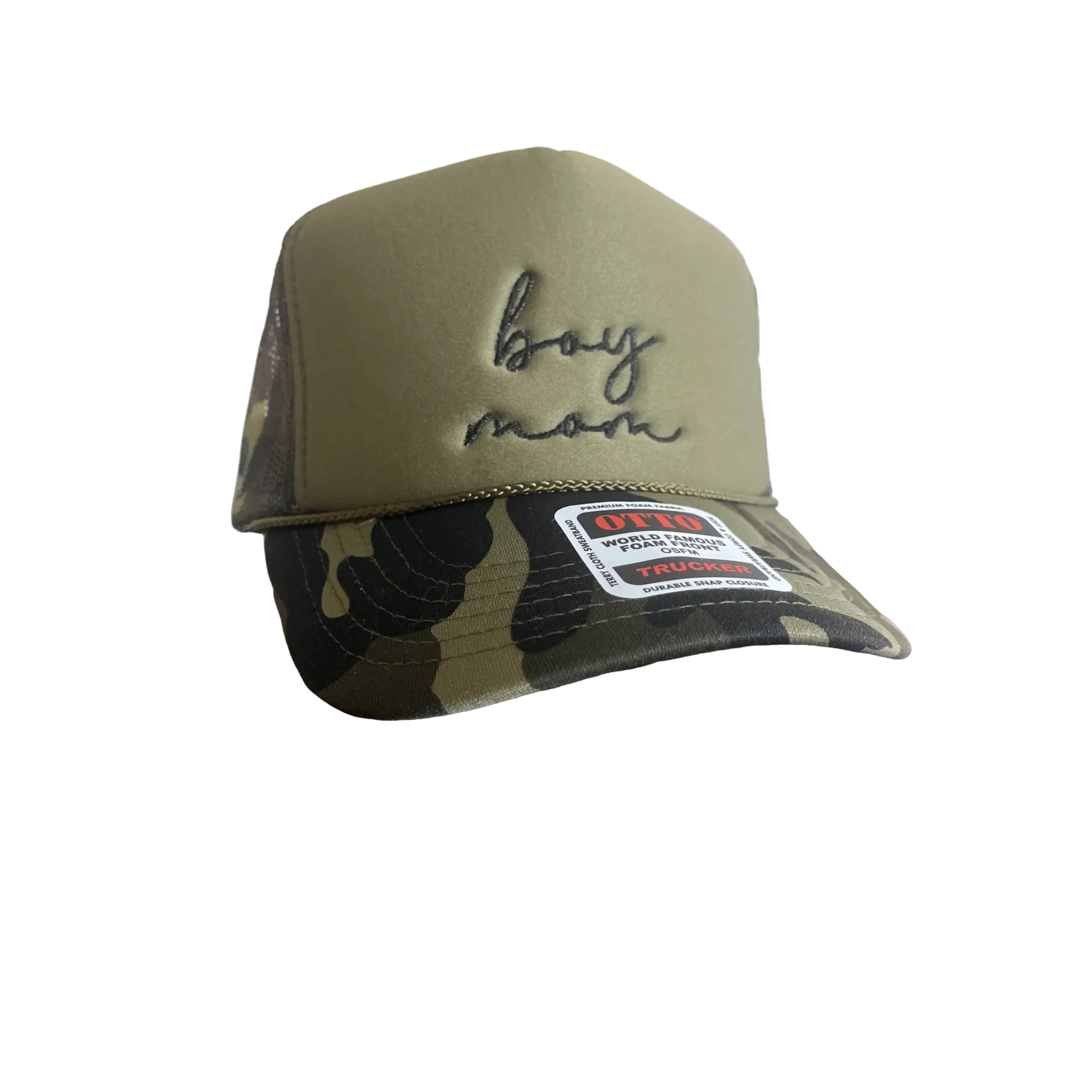 Women's Boy Mom Trucker Cap, Casual Camo Foam Front with Embroidery and Adjustable Snapback for Mother's Day or Fun Occasion, For Women, Birthday, Embroidered Logo, Baseball Cap