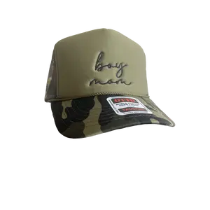 Female Women's Casual Camo Trucker Cap - Boy Mom Embroidered, Otto Foam Front, Adjustable Snapback Hat