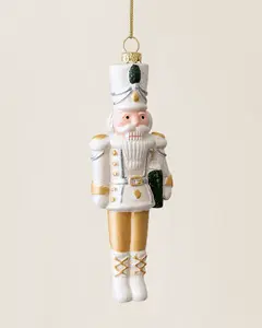 Shatterproof White and Gold Nutcracker Christmas Tree Ornament