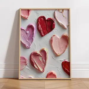 [UNFRAMED POSTER] Abstract Heart Wall Art | Pink Red Heart Print | Valentine’s Day Digital Print | Modern Love Art | Romantic Printable Decor