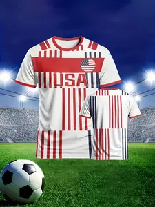 Square meter 3D USA printed football jersey T-shirt, breathable pinhole polyester fabric, suitable for sports and casual weekends