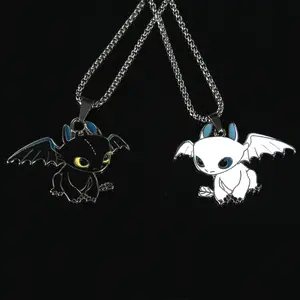 HN056:Hip-Hop Style Necklace,Night Fury And Light Fury Metal Pendant  Necklace for Women and Men