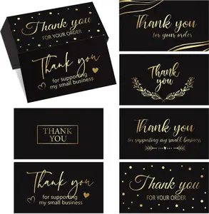 180 Black Gold Thank You for Supporting My Small Business Cards Small Thank You for Your Order Greeting Cards for Retail Store, Handmade Goods, Shop Package Inserts, 2 X 3.5 Inch Outus