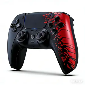 Wireless Game Controller for PS-5, Dual Vibration, Turbo Function, 6-Axis Motion Control Gamepad, Black and Red