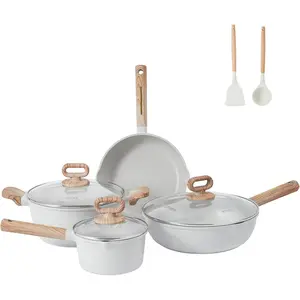 KOLEX Nonstick Cookware Set, 9-Piece Affordable Kitchen Essentials with Frying Pans & Saucepans, PFOS & PFOA-Free, Perfect for Home Cooks non-stick stackable Kitchen Cookware Set
