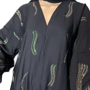 Beautiful Dubai Abaya with Handmade Stone and Veil - Quality Material for Women's Casual Wear - Womenswear