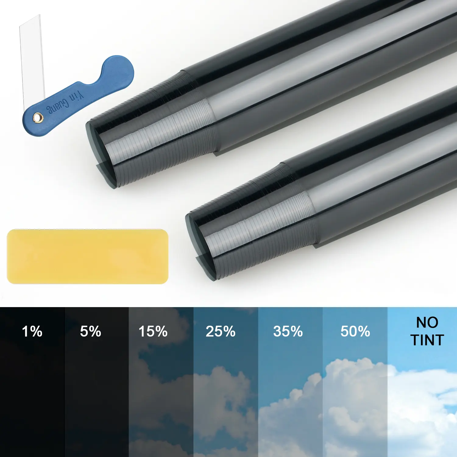 Premium Car Window Tint Film Roll - 0.5m x 3m/6m, 1%-50% Multi-VLT, 99% UV Block & Heat Reduction, Enhanced Privacy, Anti-Glare, Scratch Resistant, DIY Self-Install Plastic Kit, Car Accessories, for Vehicle Exterior, Home & Office Glass