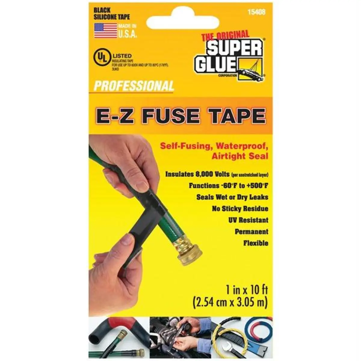 212 MAIN E-z Fuse Self-Fusing Silicone Tape, 10 Ft Flexible Leak Sealing Tape, No Sticky Residue, Seals Wet/Dry Surfaces, UV Resistant, Waterproof (15408)