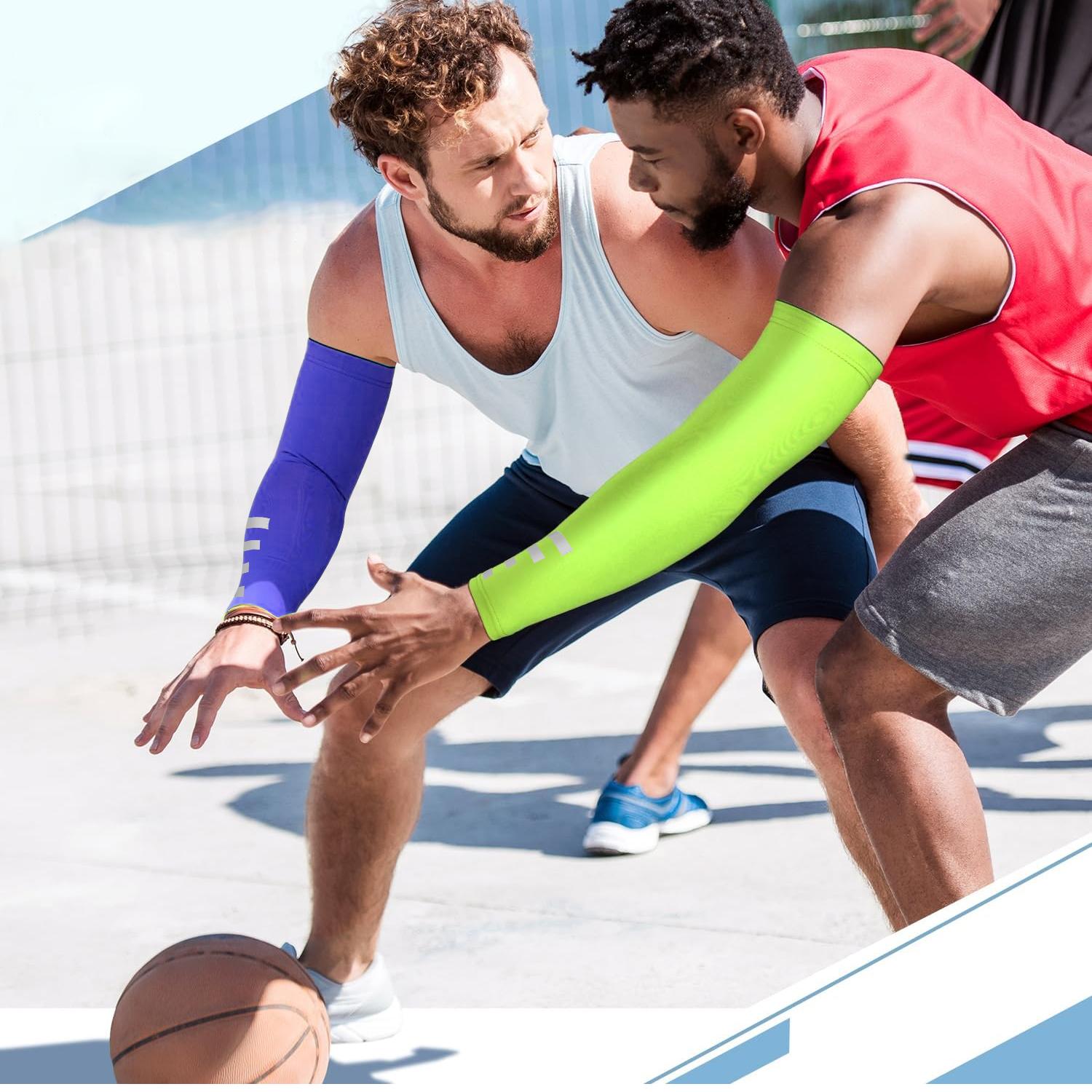 2 Pairs Per Pack Breathable Slim Fit Arm Sleeves with Reflective Elements, Moisture-Wicking Quick-Dry Material, Comfortable for Cycling, Running, Fishing, Hiking, Outdoor Sports and All-Day Wear for Men & Women