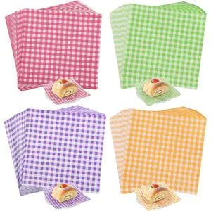Memorial Day Baking  Paper for  Wrap 7 * 7 Inch, 100 Sheets Waxed Deli Papers for Cookie Burger Donuts  Basket Liners, Gingham  4 Colors Combo