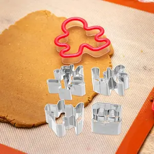 4Pcs Stainless Steel Cookie Cutters Chinese Words Biscuit Mold Integrated Molding Birthday Cake Fondant Cutting Tool Vegetable