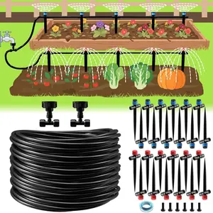 118FT Drip Irrigation System, Garden Watering System, Quick-Connect Drip Irrigation Kit for Lawn Raised Bed Greenhouse,  Watering System with 1/4'' Drip IrrigationTubing, Drip Emitters,Connectors