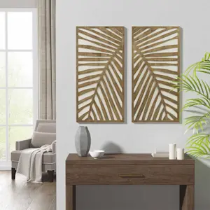Two tone piece Wood Panel Wall Decor Set