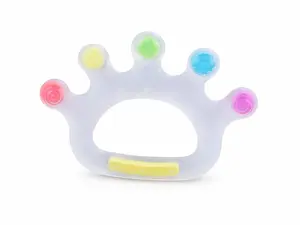 Crown Cooling Teether for Babies, Hand-Shaped Food Grade Silicone Toy with Textured Soft Bristles for Gum Massage and Soothing Relief, BPA-Free