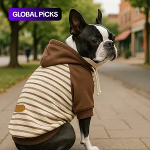 1PC Basic stripe Pet Hoodie With Exquisite Leather Label for Small Middle Dogs, Husky Clothes, Soft and Cozy Puppy Apparel for French bulldog #GLOBAL PICKS