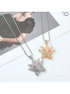 European and American Hip Hop Full Diamond Genghis Ghost Pet Elf Cartoon Funny Animal Necklace Hiphop Pendant