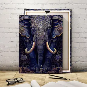 Wooden Framed Canvas Elephant Pattern Wall Art, Modern Art Decoration, Living Room Bedroom Decoration, Hallway Office Mural, Home Poster