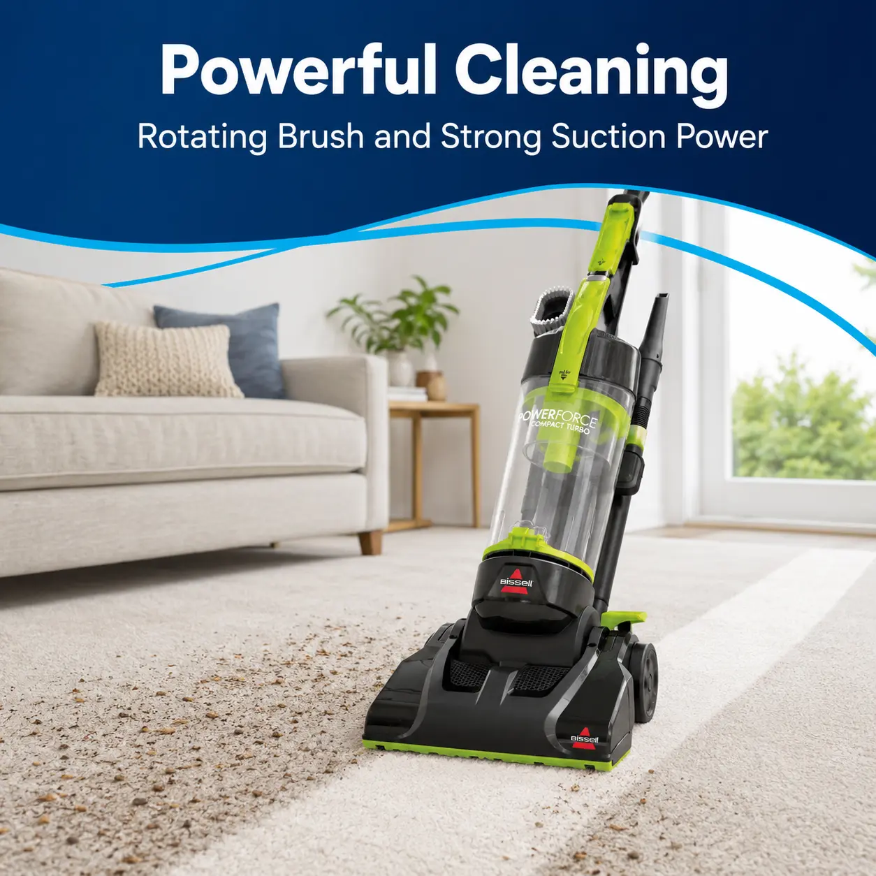 BISSELL PowerForce Compact Turbo Lightweight Bagless Upright Vacuum Cleaner with Specialized Pet Tools & Washable Filter