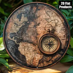 Aluminum World Map Wall Art 8x8 Inch Round Vintage Style Home Bar Office Decor Housewarming Gift for Men and Women