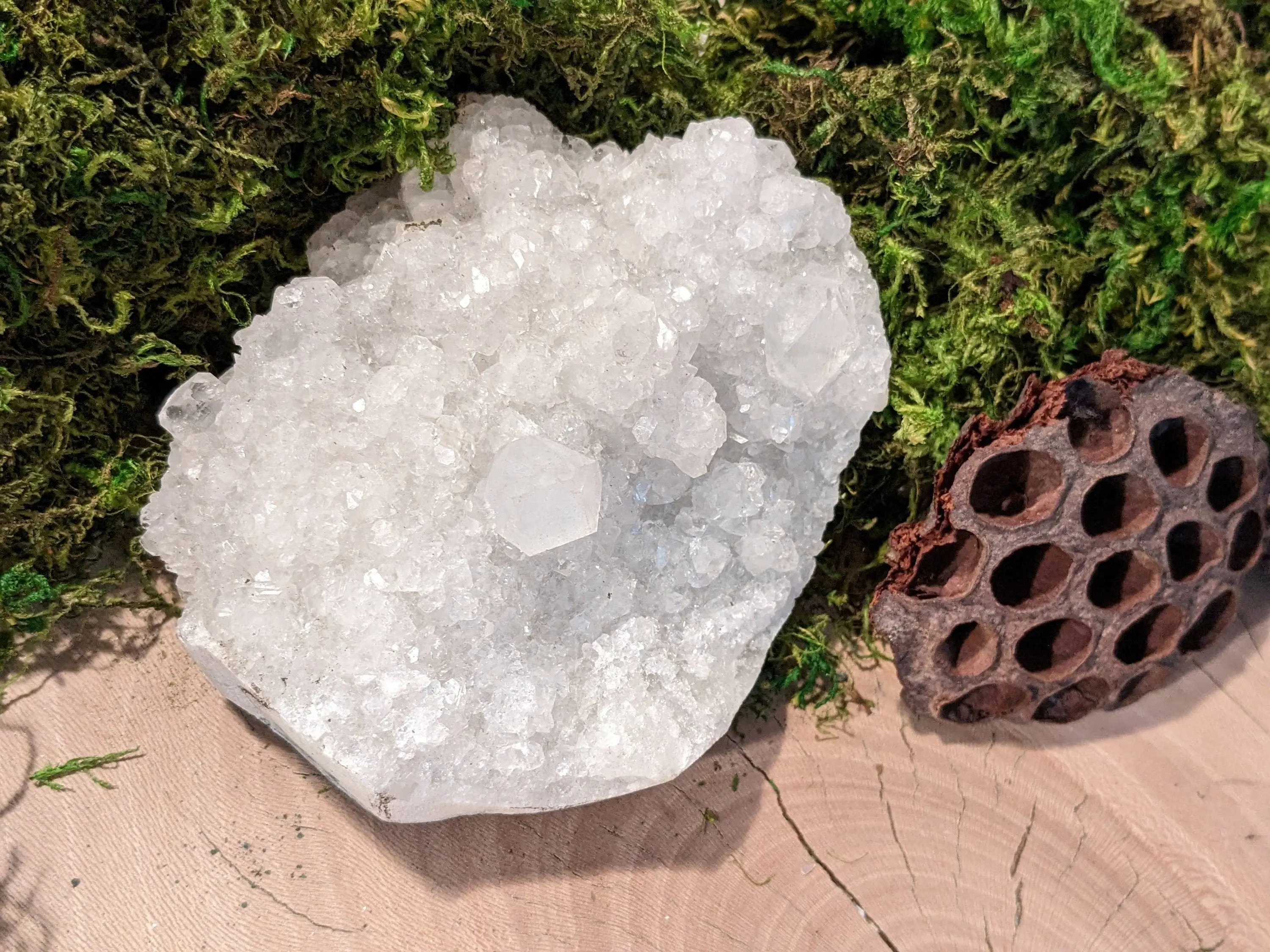 Sparkly White Apophyllite Cluster Large Zeolite Slab Chalcedony Chrysocolla Display Crystal Natural Stone Healing Mineral Specimen Geode