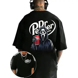 Dr. Pepper Ghost Face Horror Halloween Double-Sided T-Shirt, Dr. Pepper Men And Women T-Shirt, Halloween T-Shirt, 180g Thick Cotton T-Shirt, Couple Fashion Casual Exquisite Cotton T-Shirt