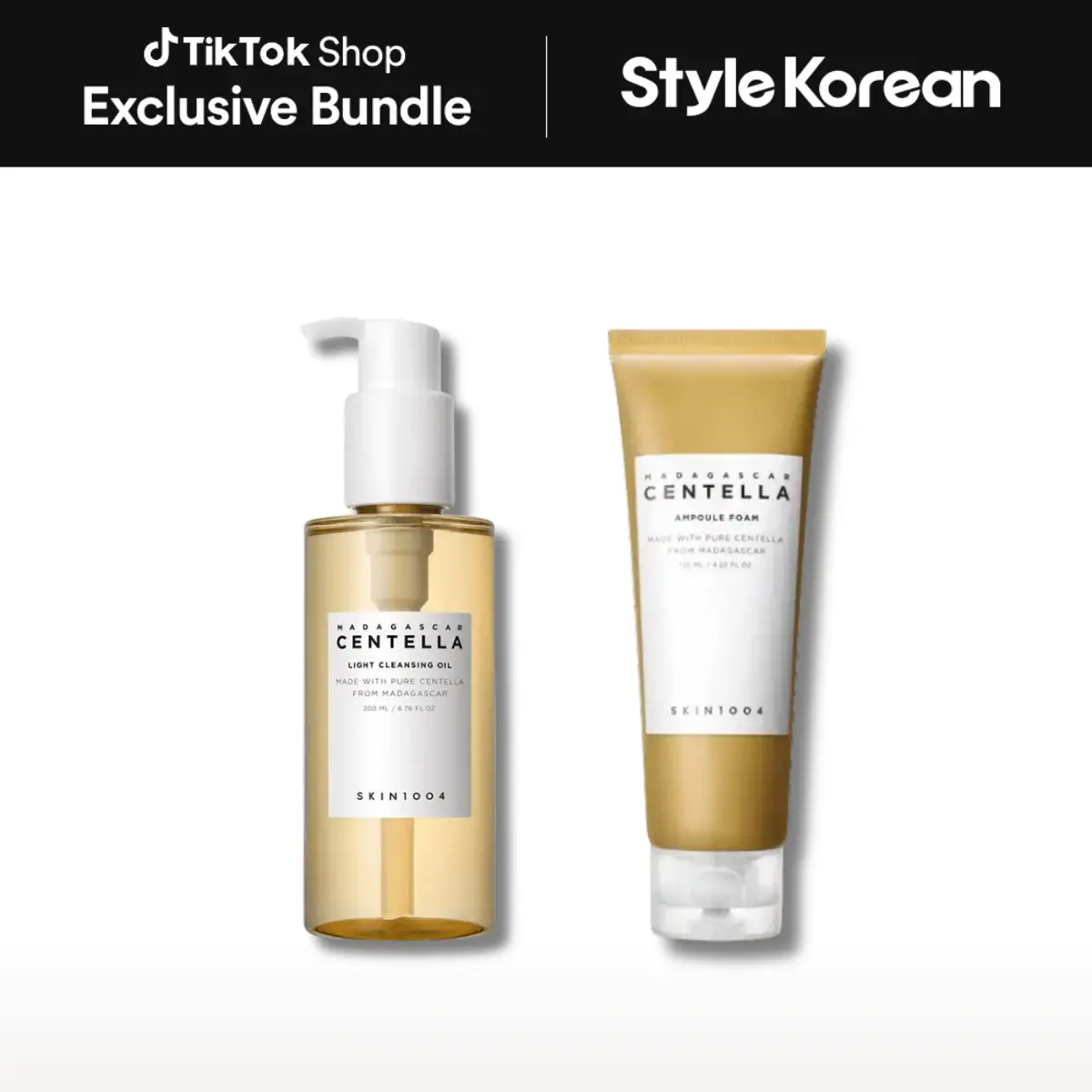 [SKIN1004] Centella Double Cleanse Duo - Madagascar Centella Light Cleansing Oil 200ml + Madagascar Centella Ampoule Foam 125ml