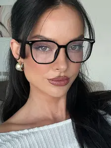 Women's Basic Square Frame Glasses, Casual Versatile Plain Color Frames, Lightweight Comfortable No Pressure, Ideal for Daily Wear, High Quality Eyeglasses, Minimalist Eyeglasses