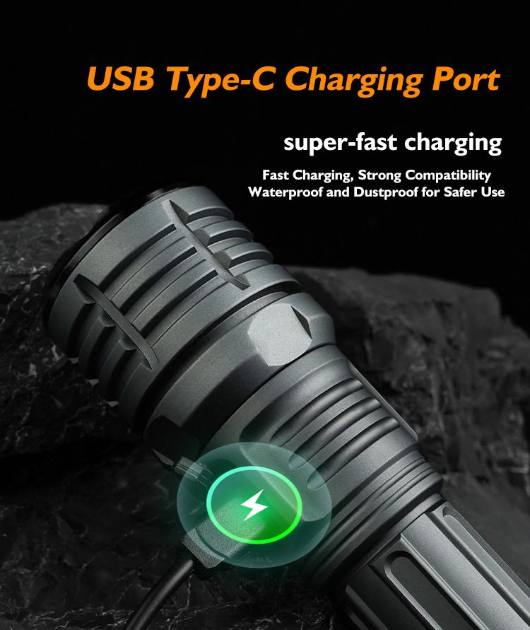 10000 Lumens 4000mAh LED Flashlight Super Bright, Ultra Bright Portable Camping Flashlight,Waterproof Flash Light for Camping,Night Outdoor Emergency Lighting