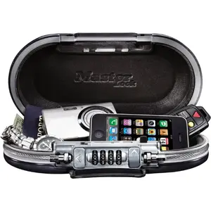 New Deal - Portable Small Lock Box, Set Your Own Combination Lock Portable Safe, Personal Travel Safe, ‎5900D, Gunmetal Grey