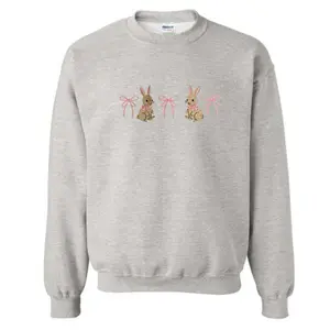 Cute dainty coquette Easter bunnies sweatshirt embroidered sweatshirt Easter bunnies cute embroidered sweatshirt